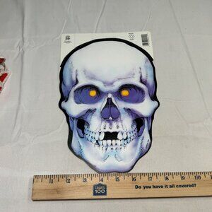 Vintage Eureka Halloween Decoration Two Sided Skull 8 x 11 inches New Old Stock